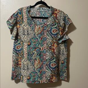 Colorful Paisley Print Women's Top